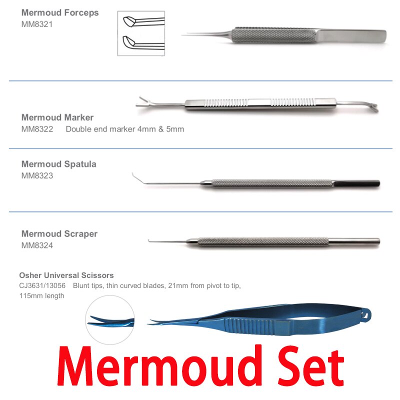Mermoud Set  Mermoud Forcep Mermoud Marker Mermoud Spatula Mermoud Scraper  