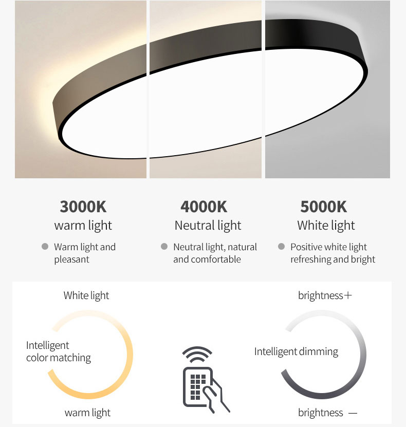 modern surface mount dimmable round led ceiling lights for living room
