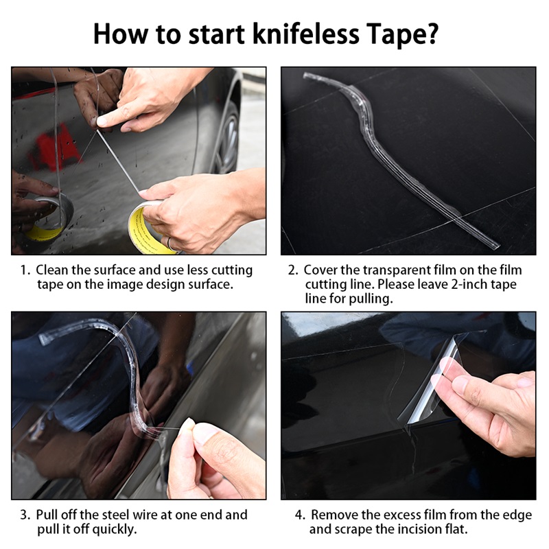 FOSHIO10M Vinyl Transparent Knifeless Tape Carbon Fiber PPF Line Design Film Cutter Tape for Wrapping FOSHIO Vinyl Transparent Knifeless Tape PPF Line Design Film Cutter