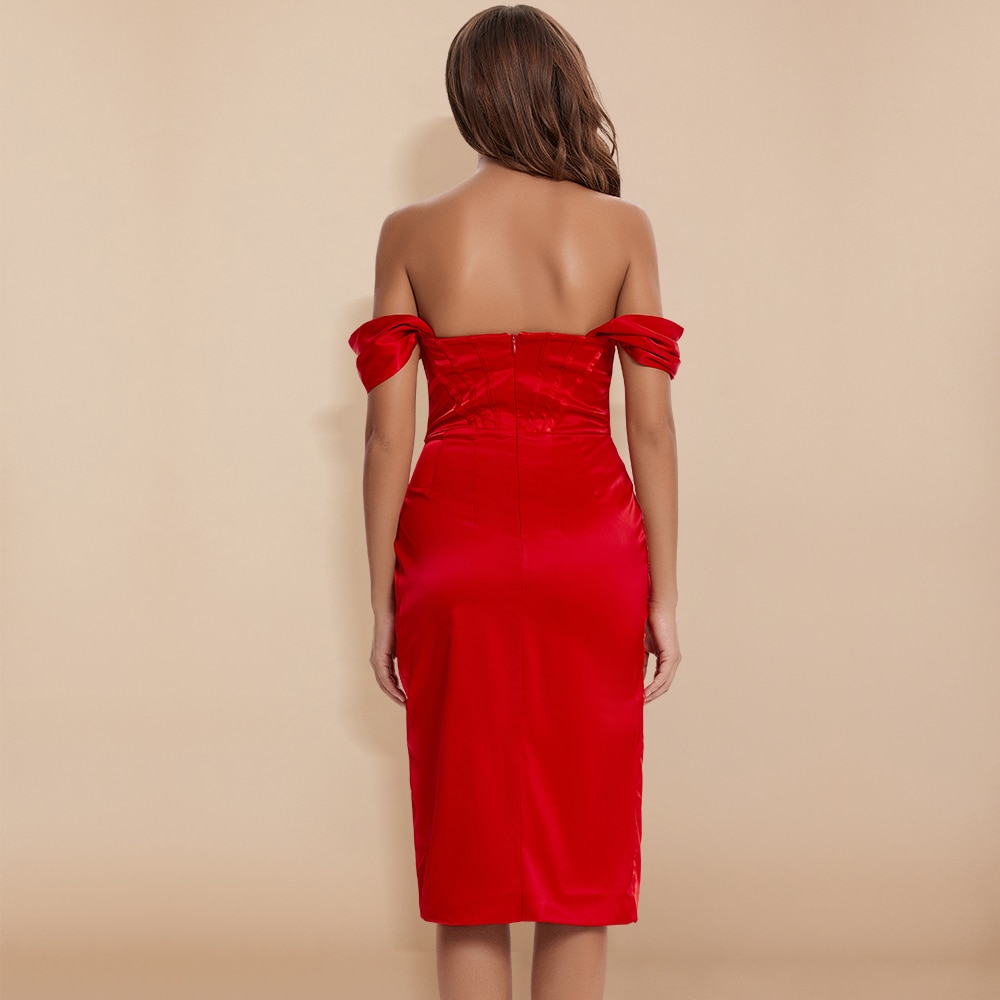New Fashion Summer Sexy Split Long Bodycon Dresses Off Shoulder Red Dress Party Club Midi Mini HLB4852 