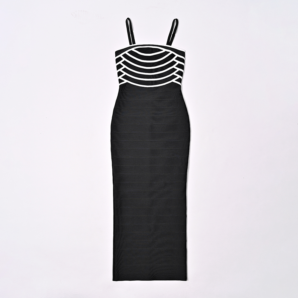 BEAUKEY 2024 Summer Women Contrast Evening Bandage Long Dress Spaghetti Sexy Backless Maxi Dress Party Wedding Vestidos Lady