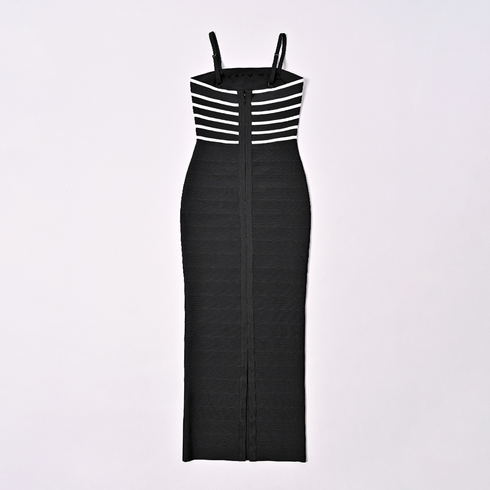 BEAUKEY 2024 Summer Women Contrast Evening Bandage Long Dress Spaghetti Sexy Backless Maxi Dress Party Wedding Vestidos Lady