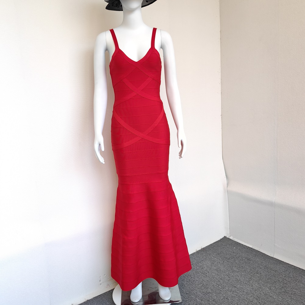 BEAUKEY Luxury Queen Star Evening Bandage Red Dress Women 2023 Winter Floor Midi Ruffles Long Dress Bodycon Bustier Sexy Vestido