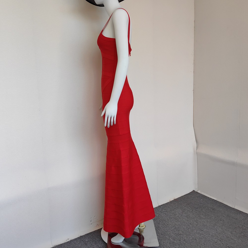 BEAUKEY Luxury Queen Star Evening Bandage Red Dress Women 2023 Winter Floor Midi Ruffles Long Dress Bodycon Bustier Sexy Vestido