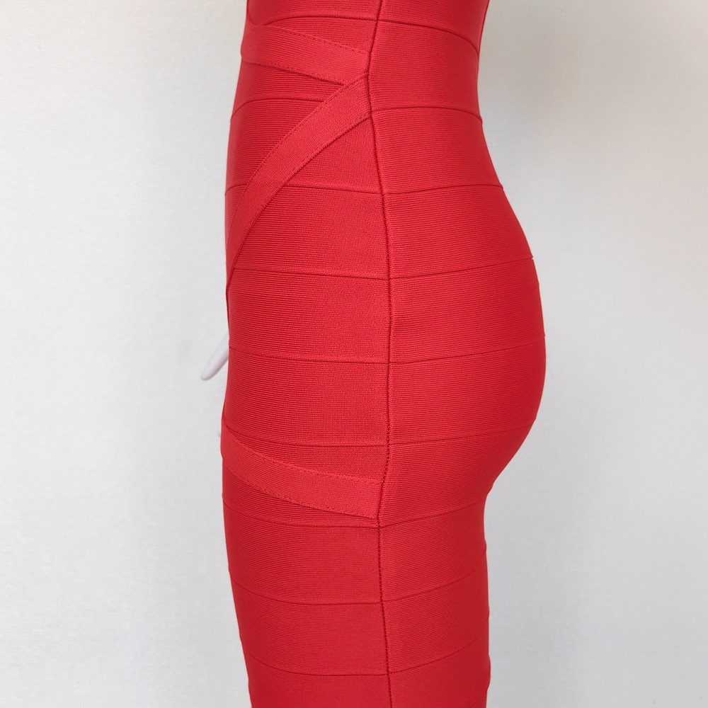 BEAUKEY Luxury Queen Star Evening Bandage Red Dress Women 2023 Winter Floor Midi Ruffles Long Dress Bodycon Bustier Sexy Vestido