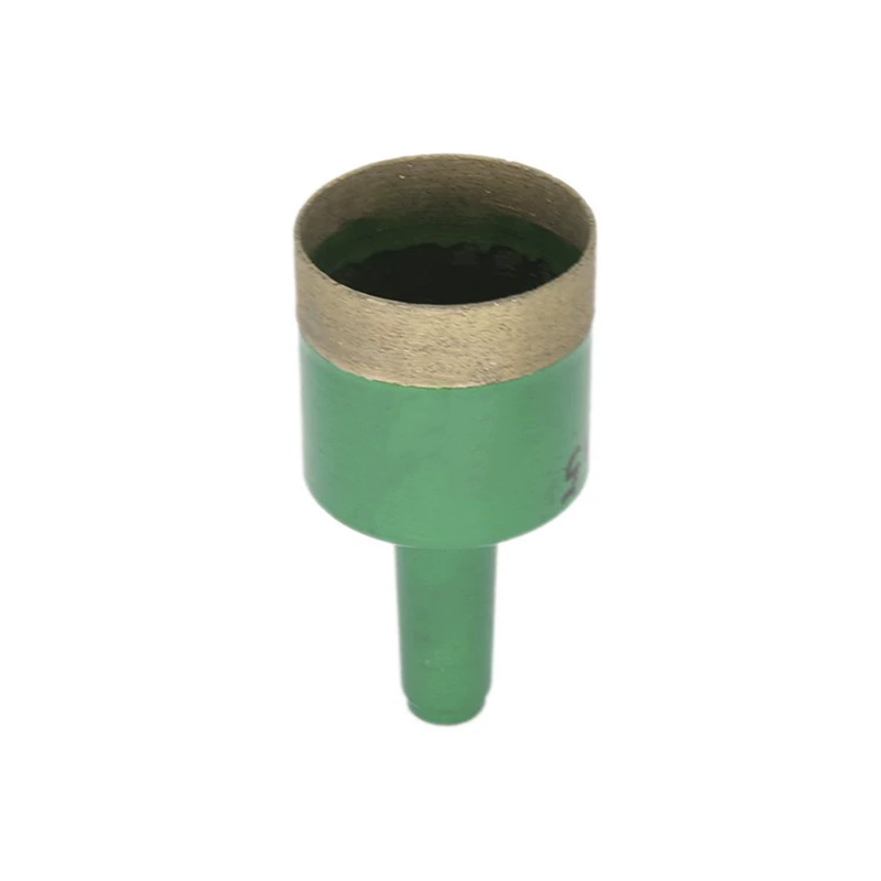 Horizontal up and down drilling 0222 glass drill bit Taper shank open hole drill green handle fine sand glass drill bit  
