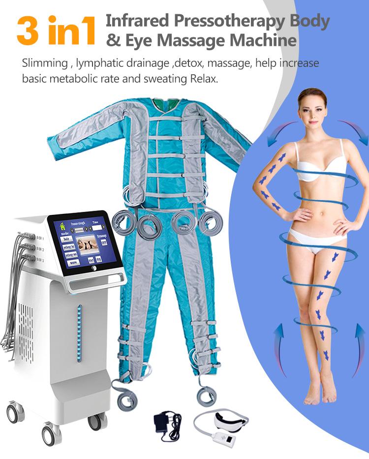 Air Pressure Lymphatic Drainage Equipment Pressotherapy Device 3 in 1 Infrared Light Eyes Massager Presoterapia For Cellulite Reduction Vertical 3 in 1 Pressotherapy Machine pressotherapy machine,pressotherapy,presoterapia