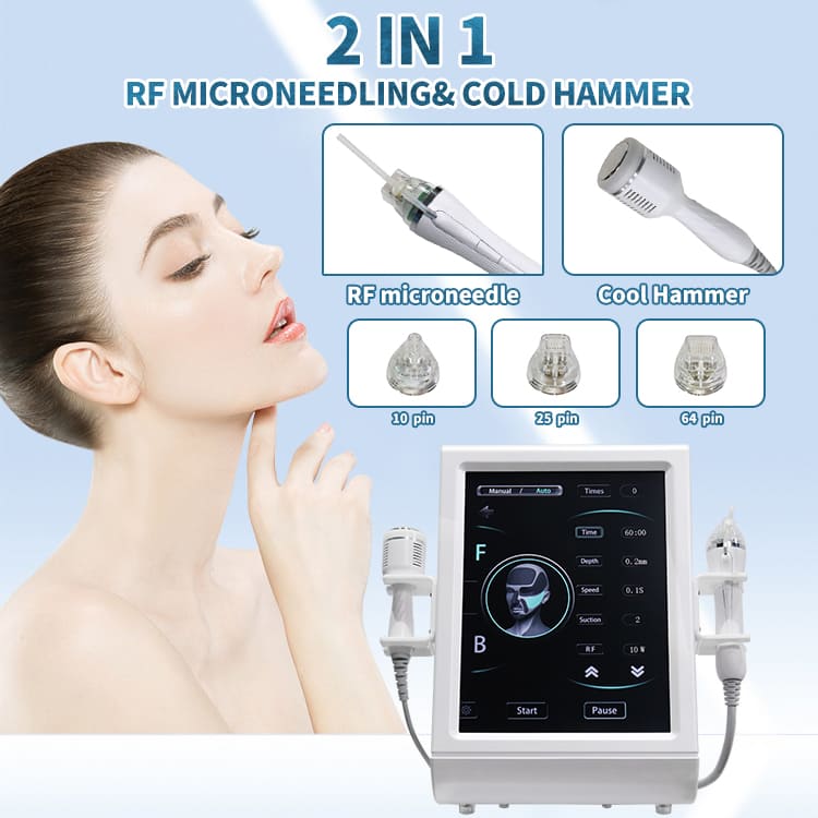 Portable 2 in 1 Fractional RF Microneedle Machine RF Radio Frequency Microneedling Equipment Facial Tightening Neck Lifting Stretch Marks Removal 2 in 1 Cold Hammer RF Microneedle Rf Machine | Honkay radio frequency microneedling,microneedling with radiofrequency,microneedle rf