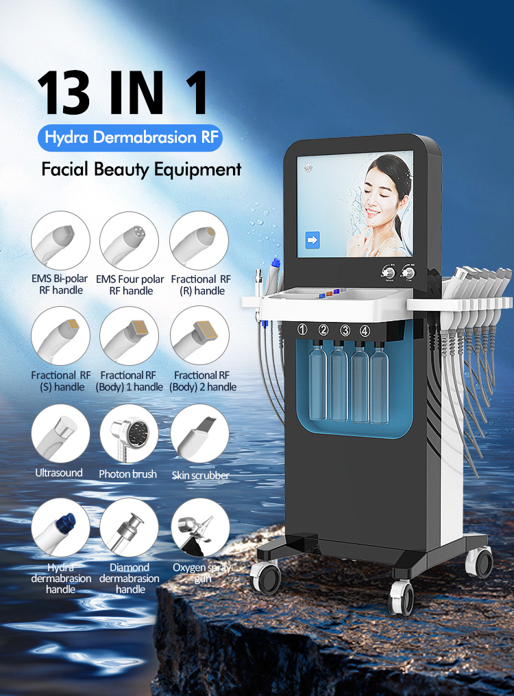 13 In 1 Face Deep Cleaning Wrinkle Removal Anti Aging Fractional Rf Hydra Dermabrasion Facial Beauty Equipment New 13 in 1 Multipolar RF Hydra Dermabrasion Machine hydrafacial machine professional,hydrafacial machine,hydra facial machine
