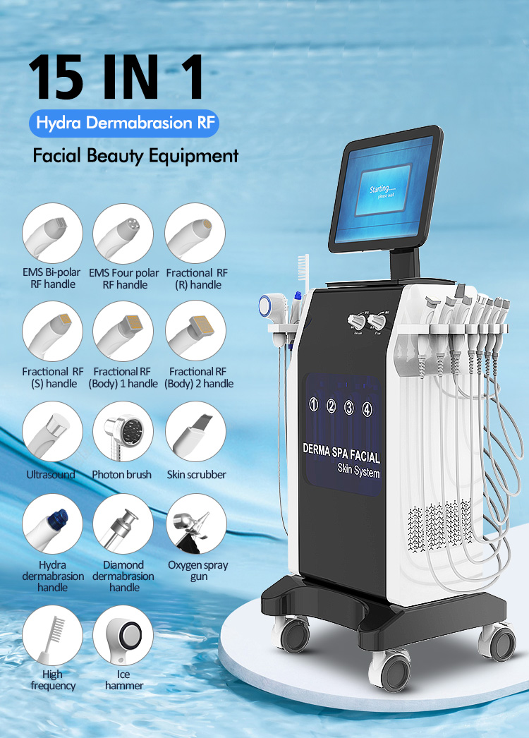 High Quality Hydra Beauty Facial Machine 15 In 1 Skin Care Bio Fractional Rf Face Lifting Skin Tightening Machine New 15 in 1 Hydra Dermabrasion Facial Machine hydra facial machine,hydrafacial machine,hydrafacial machine professional