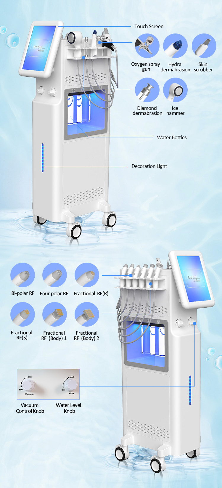 Factory Professional 11 in1 Face Spa Fractional RF Hydra Aqua Peel Facial Hydrodermabrasion Machine Skin Care Beauty Equipment New 11 in 1 Hydra Dermabrasion Machine Price hydra dermabrasion machine,hydra hacial machine,fractional rf machine