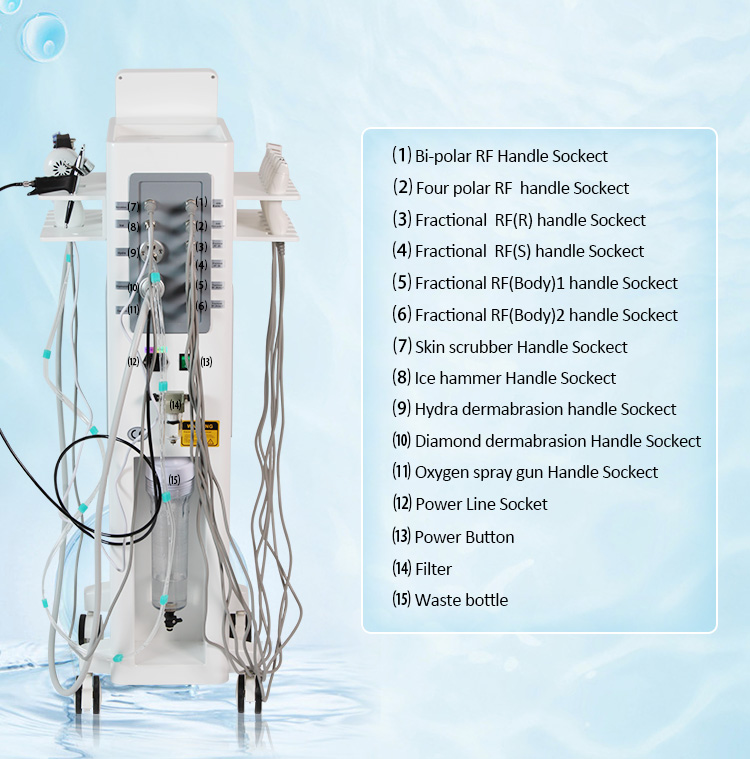 Factory Professional 11 in1 Face Spa Fractional RF Hydra Aqua Peel Facial Hydrodermabrasion Machine Skin Care Beauty Equipment New 11 in 1 Hydra Dermabrasion Machine Price hydra dermabrasion machine,hydra hacial machine,fractional rf machine