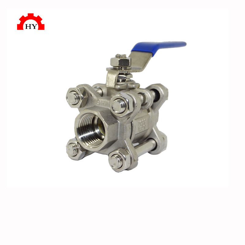Stainless steel 3 pc female thread ball valve with key