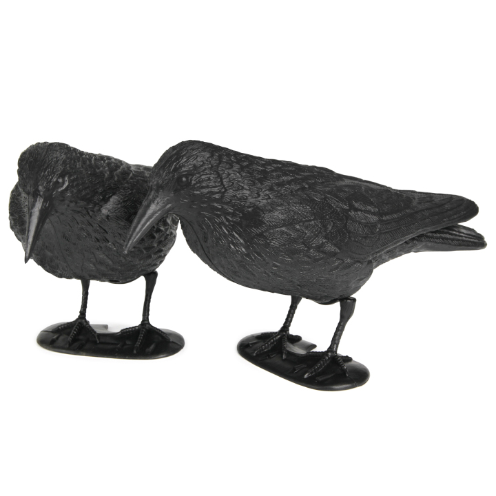 2PCS Black Crow Decoys with Feet and Pole Full Body Hunting Halloween Garden Decoration Crow decoys for Hunting Halloween Garden Decoration crow decoys