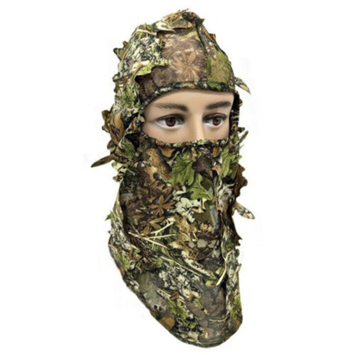 3D Camouflage Leafy Face Mask Hats Full Coverage Breathable Headwear  