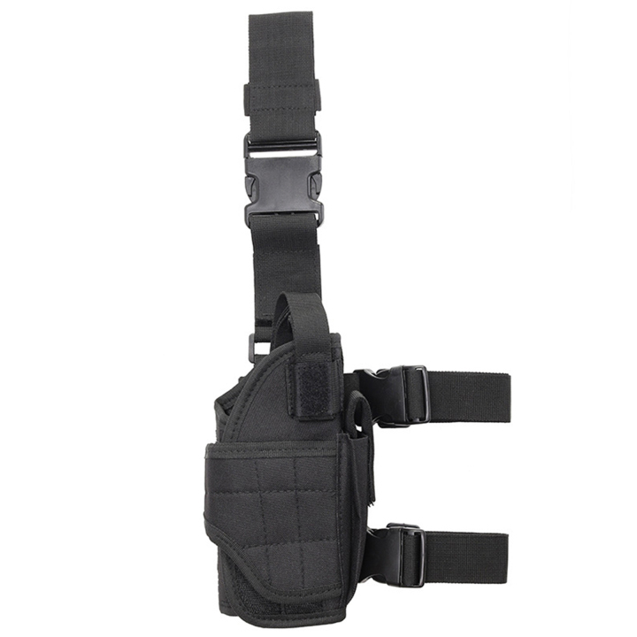 Drop Leg Holster, Tactical Adjustable Thigh Pistol Gun Holster with Magazine Pouch, Black  