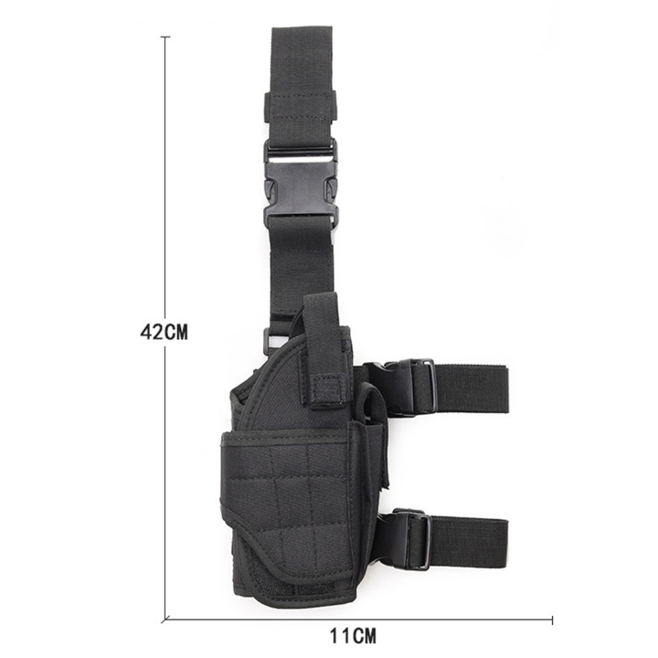 Drop Leg Holster, Tactical Adjustable Thigh Pistol Gun Holster with Magazine Pouch, Black  
