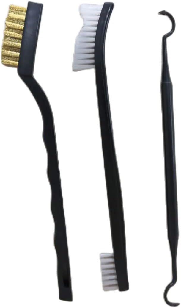 Gun Cleaning Brush Hook Set Brass Brush & Double-Ended Nylon Brush, Nylon Hook (3 Pcs)  