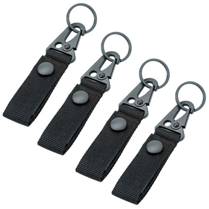 4Pcs Tactical Gear Clip Keychain, Key Holder Webbing Key Buckle with Snap Key Ring and Metal Hanger Hook  