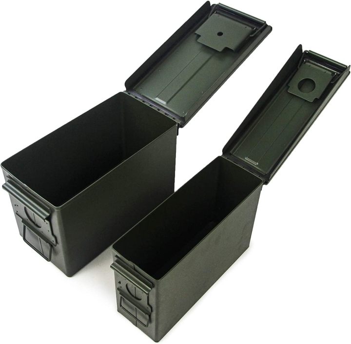 Ammo Can Metal 30/50 Cal Ammo Box for Storage, Lockable Military Pistol Ammo Case, Waterproof Solid Steel Container  