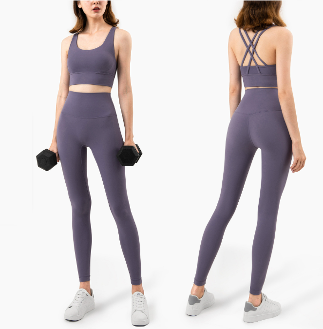  Fitness & Yoga wear gym set women sports wear cross back running Training Clothing sports strech  