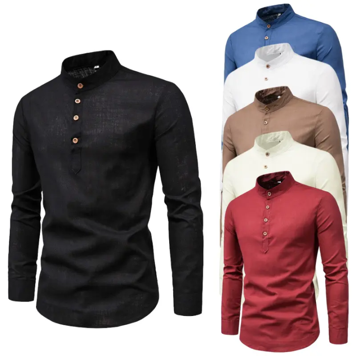 Wholesale casual colorful button down long sleeve Men's cotton Polo shirt  
