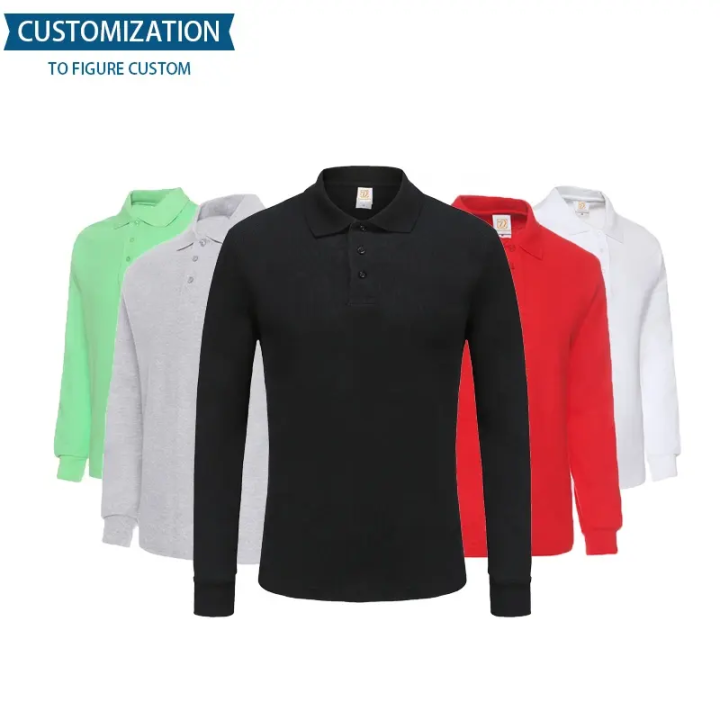 Custom blank long sleeve polo shirts free design embroidery printed logo  