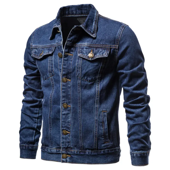 Demin men's large size custom-made loose light blue denim jacket  