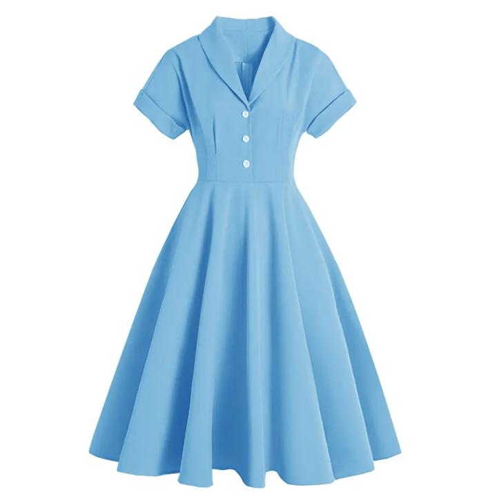 Mid-length skirt Hepburn style skirt European big swing retro vintage dress   