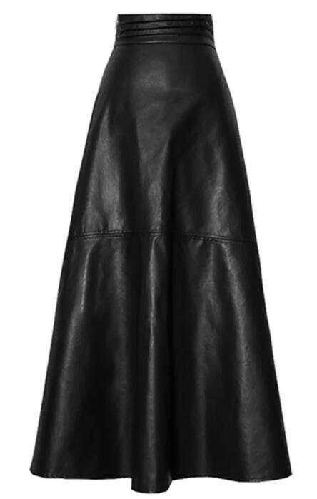leather skirts high waist solid slim minimalist midi women's skirt leather skirts  