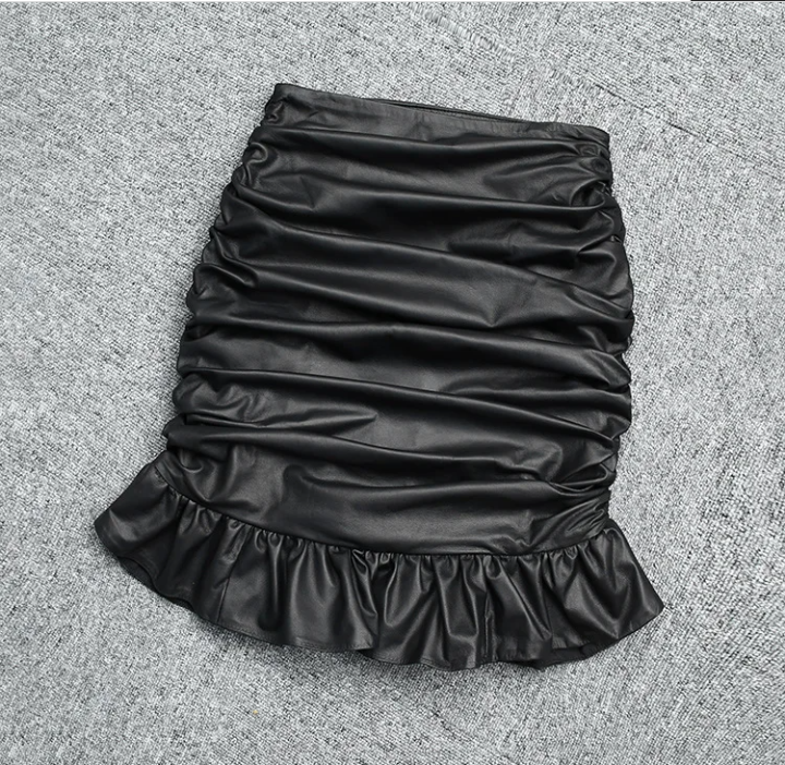 Women's Dress Club Wrap Skirt Sheepskin leather Skirt OEM Fashion Summer Custom Logo dress leather skirts  