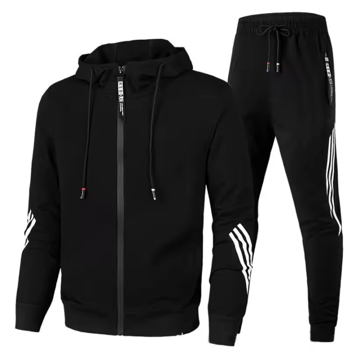 Leisure sports fitness set windproof zipper jacket running sports set trousers  