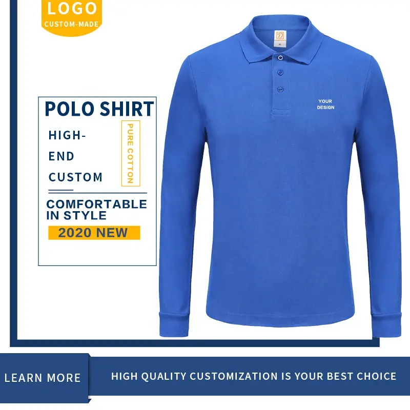 Custom blank long sleeve polo shirts free design embroidery printed logo