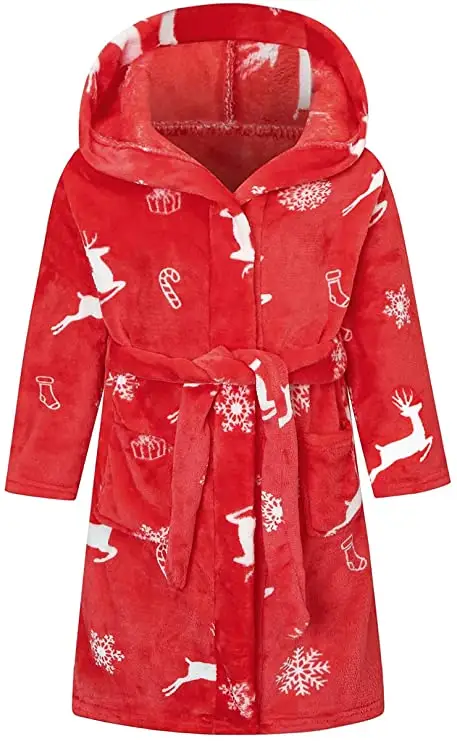 Wholesale sleepwear pajamas hooded plush robe flannel fleece kids bathrobe New Arrivals Latest