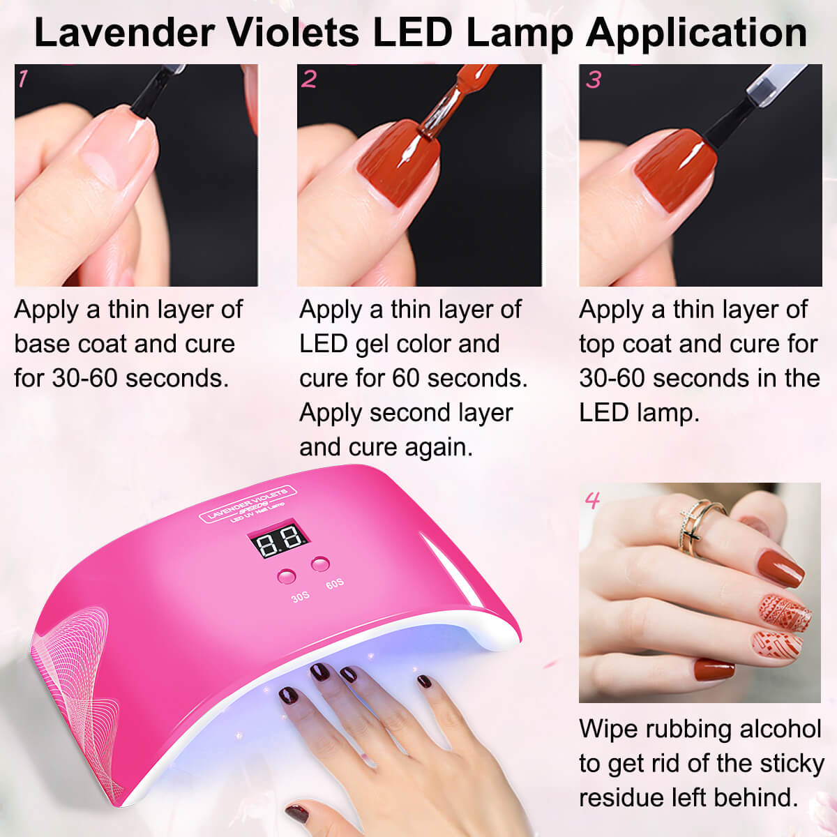 Lavender Violets Nail Dryer 24W UV LED Light Nail Lamp - Pink