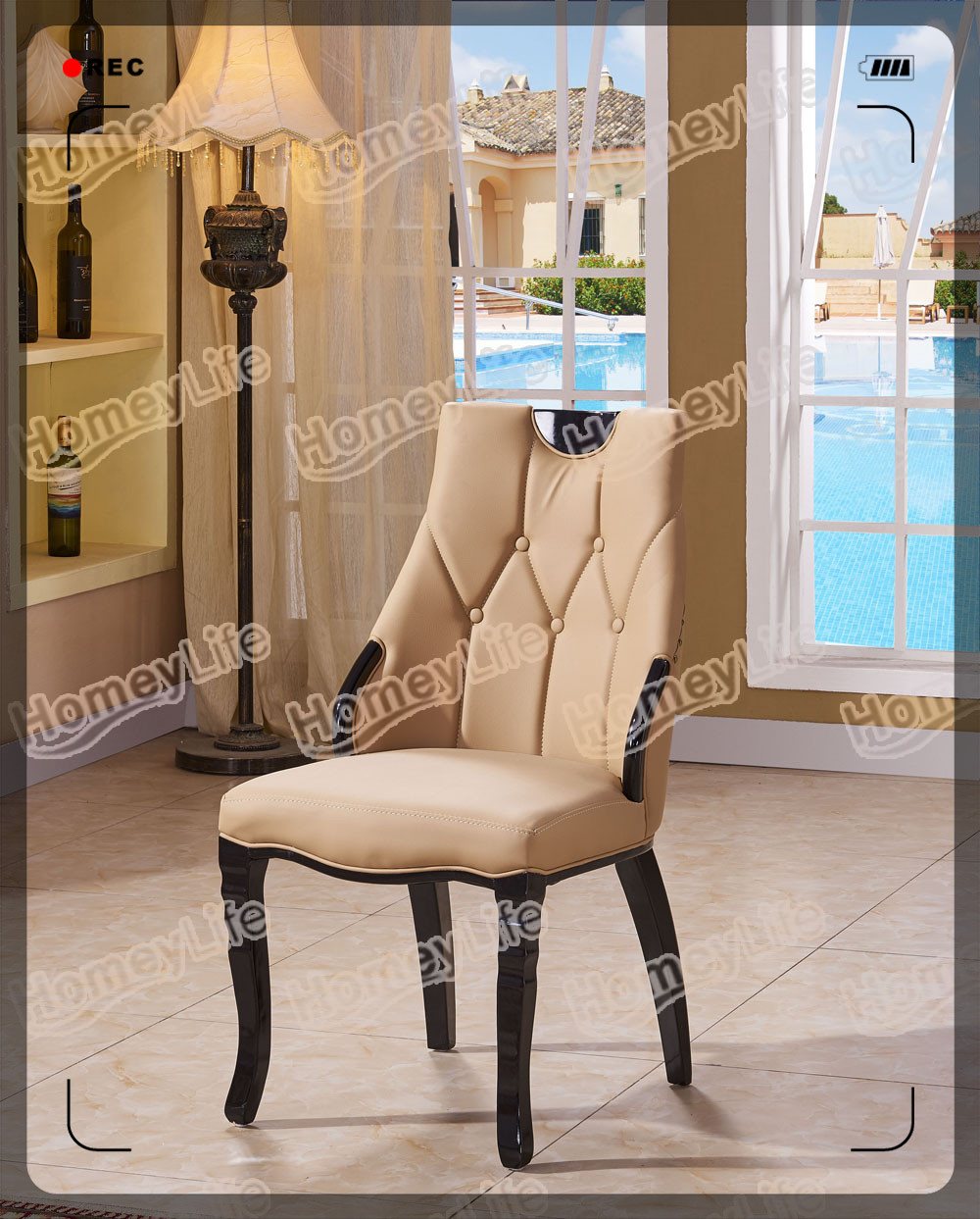 solid wood frame with PU leather cushion dining chair HC39#