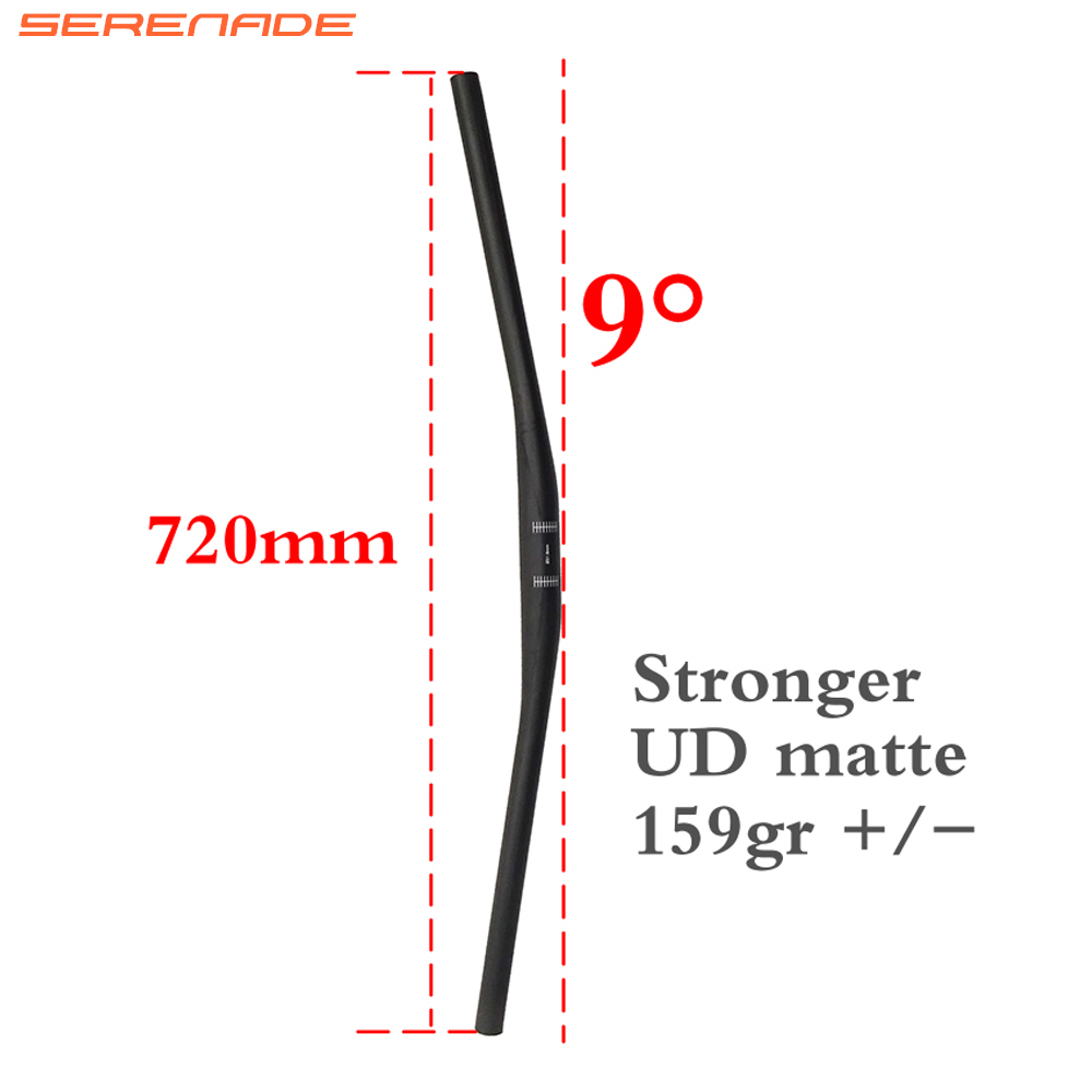9 Degrees Carbon Mountain Bicycle Handlebar MTB Bike Handlebar Full carbon fiber bike handle UD Matt 720 mm 9 degrees carbon handlebar full Carbon UD Matte MTB Handlebars