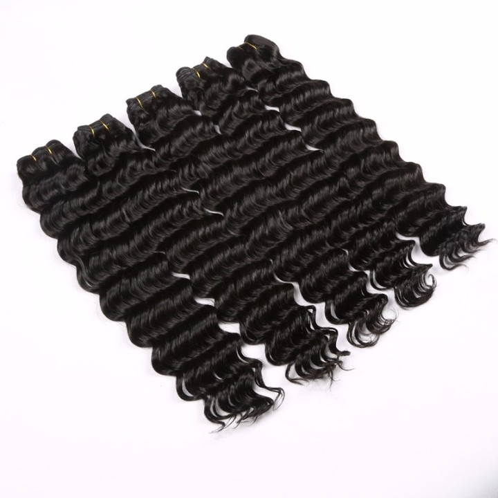 Wholesale Deep Wave Bundles Remy Human Hair With Lace Frontal Closure Brazilian Human Hair Deep Wave Bundles  