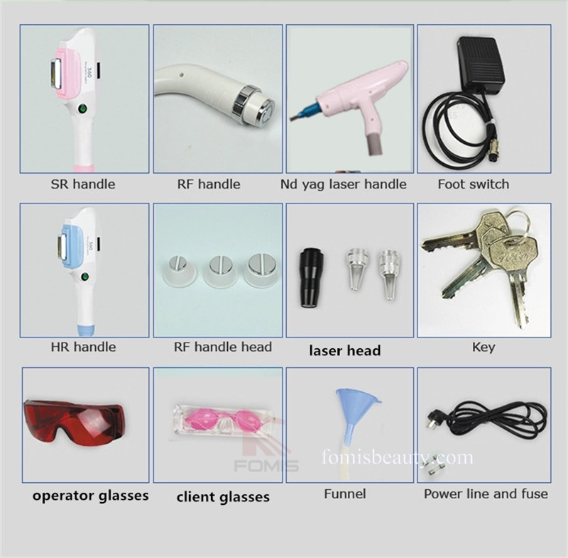 4 IN 1 hair removal 360 Magneto optic +ND YAG laser +RF Multifunction Beauty machine