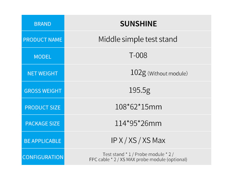 SUNSHINE T-008 X/XS/XS MAX  3 IN 1 Middle Board Tester sunshine T-008 X/XS/XS MAX  3 IN 1 Middle Board Tester