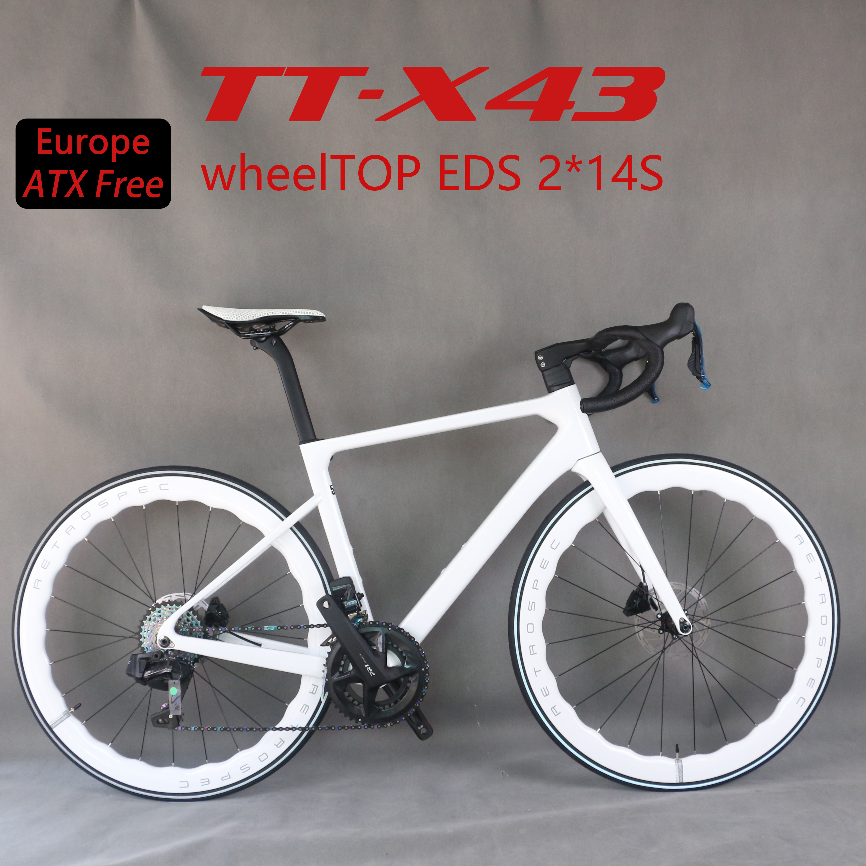 2x14 Speed ​​Carbon Fiber Road bike TT-X43 WheelTop Wireless Hydraulic  Electric 28S Paint Bicycle