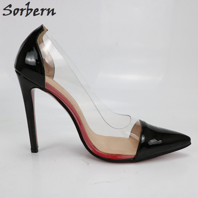 Black Shiny Red Bottom High Heel Shoes Women