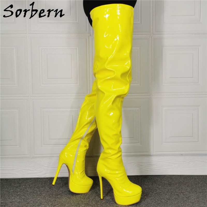 yellow high boots