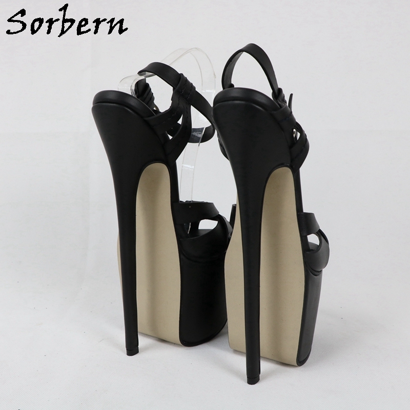 Sorbern Custom 24cm High Heel Sandals Slingback Cross Strap Platform Genuine Leather 2040