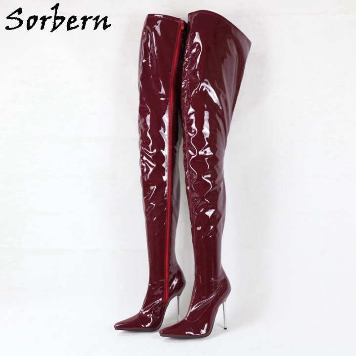 red crotch high boots