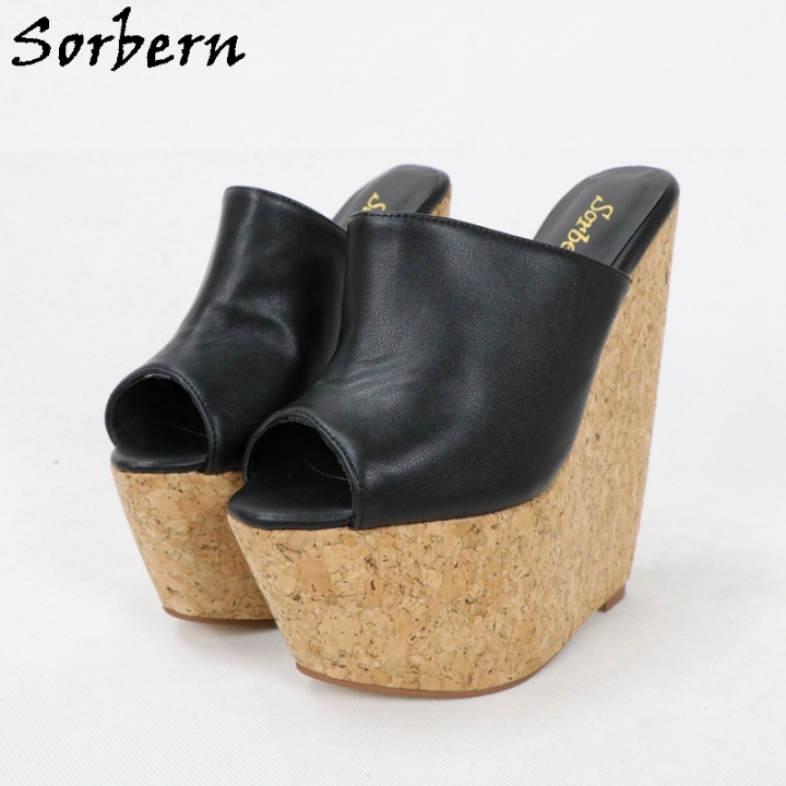 Sorbern Women Wedges Slippers Open Toe Crok Style Platform High Heels 17cm 2049