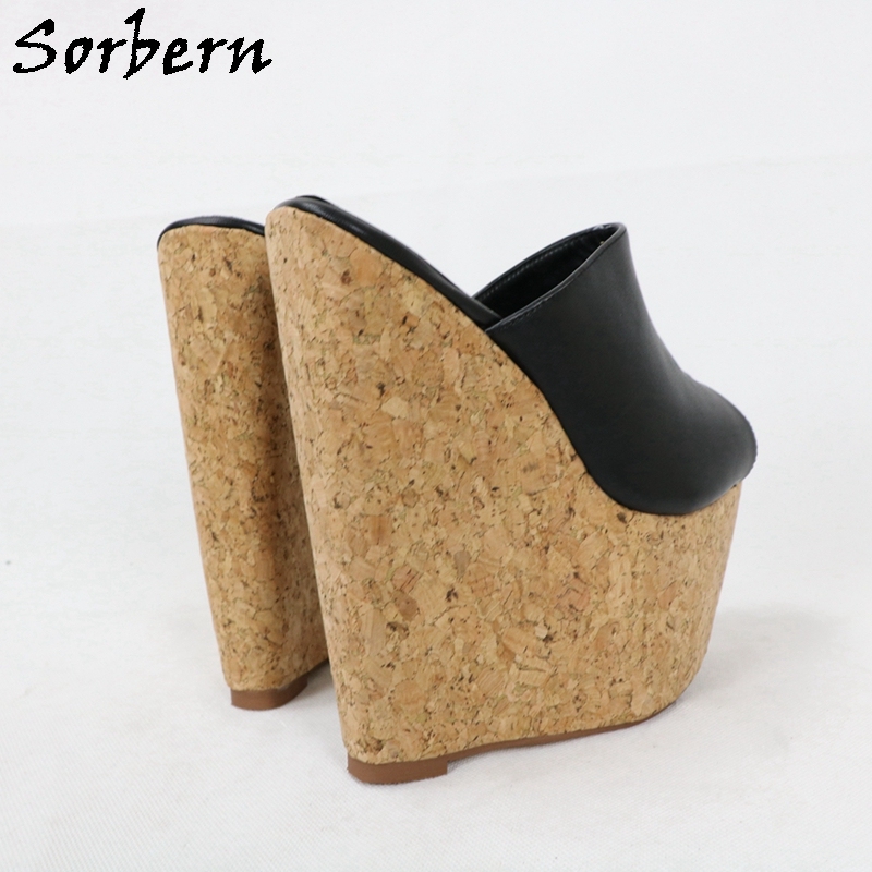 Sorbern Women Wedges Slippers Open Toe Crok Style Platform High Heels 17Cm