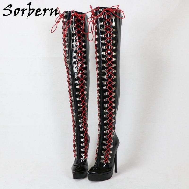 Sorbern Custom Crotch Thigh High Boots Women High Heel Platform ...