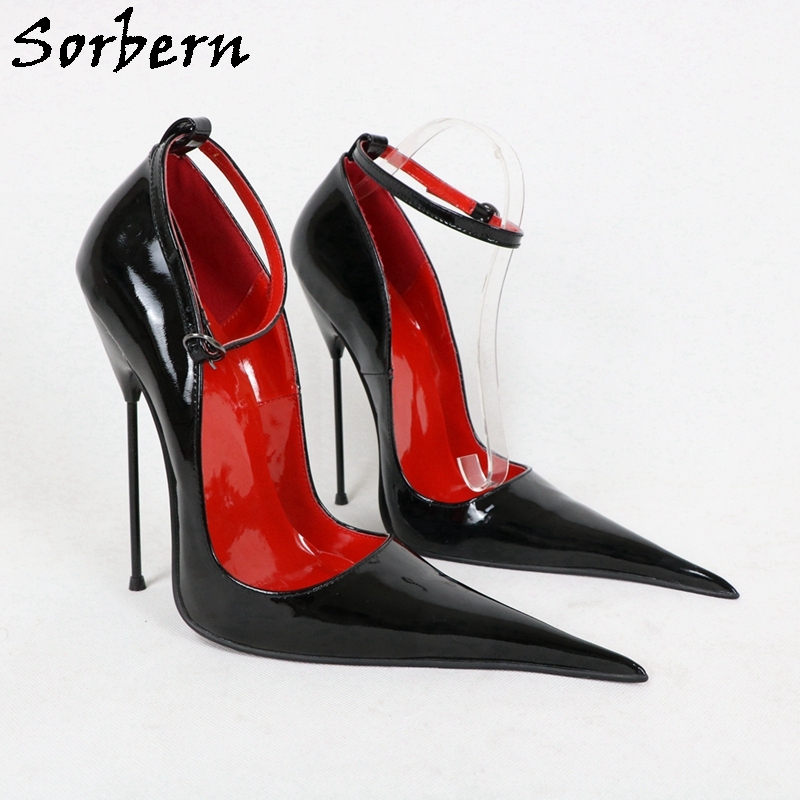 Sorbern Sexy Itlay Style Women Pumps Long Pointy Toes Stilettos Steel High Heels 7616