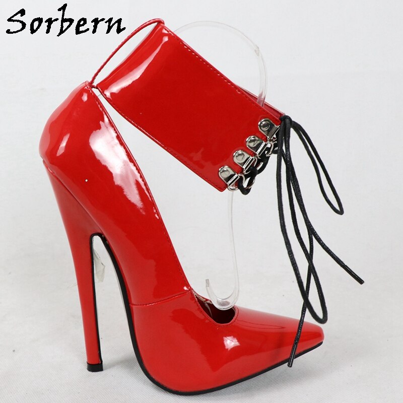 Sorbern Sexy 18cm High Heel Women Pump Fetish Shoes Pointed Toe Ankle